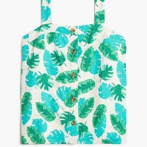 J. Crew Factory Linen-blend Button-down Tank - Palm Print, XL